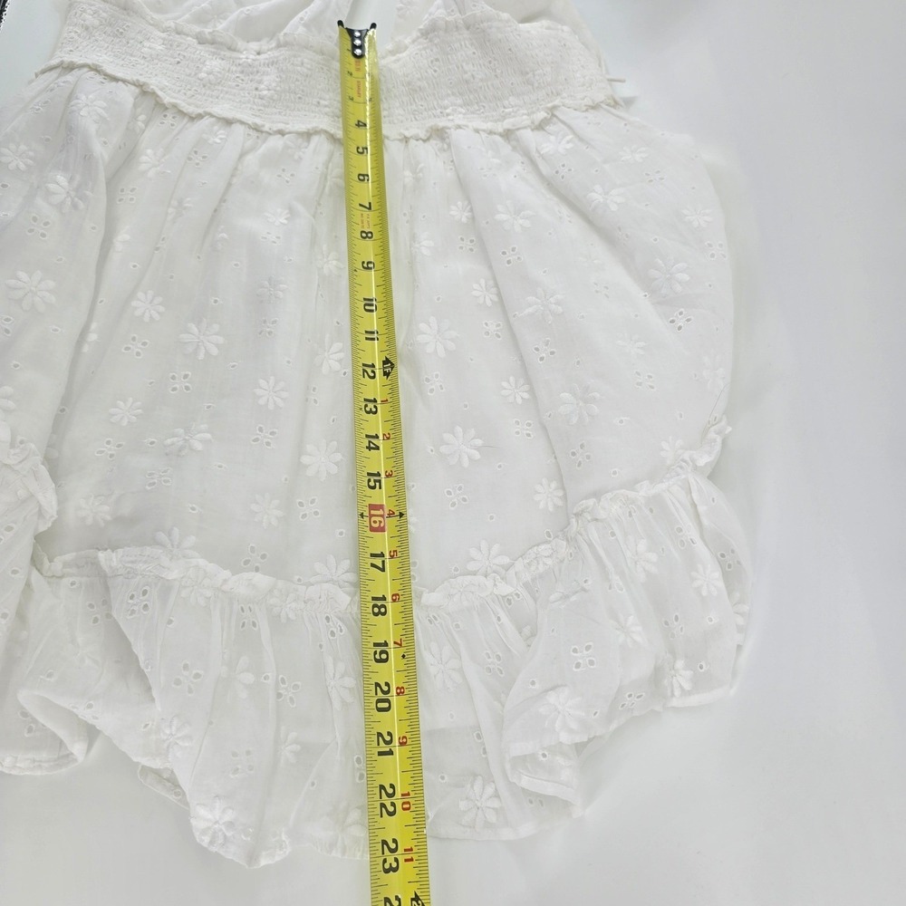 Aerie White Eyelet Halter Mini Dress Smocked Waist Ruffle Hem New XL - Picture 8 of 10